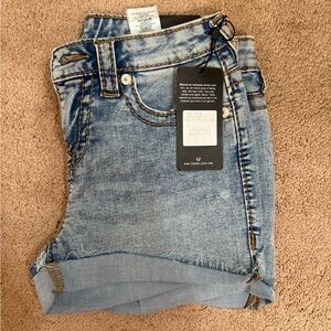 True Religion Light Blue Cropped Jean Shorts, NWT